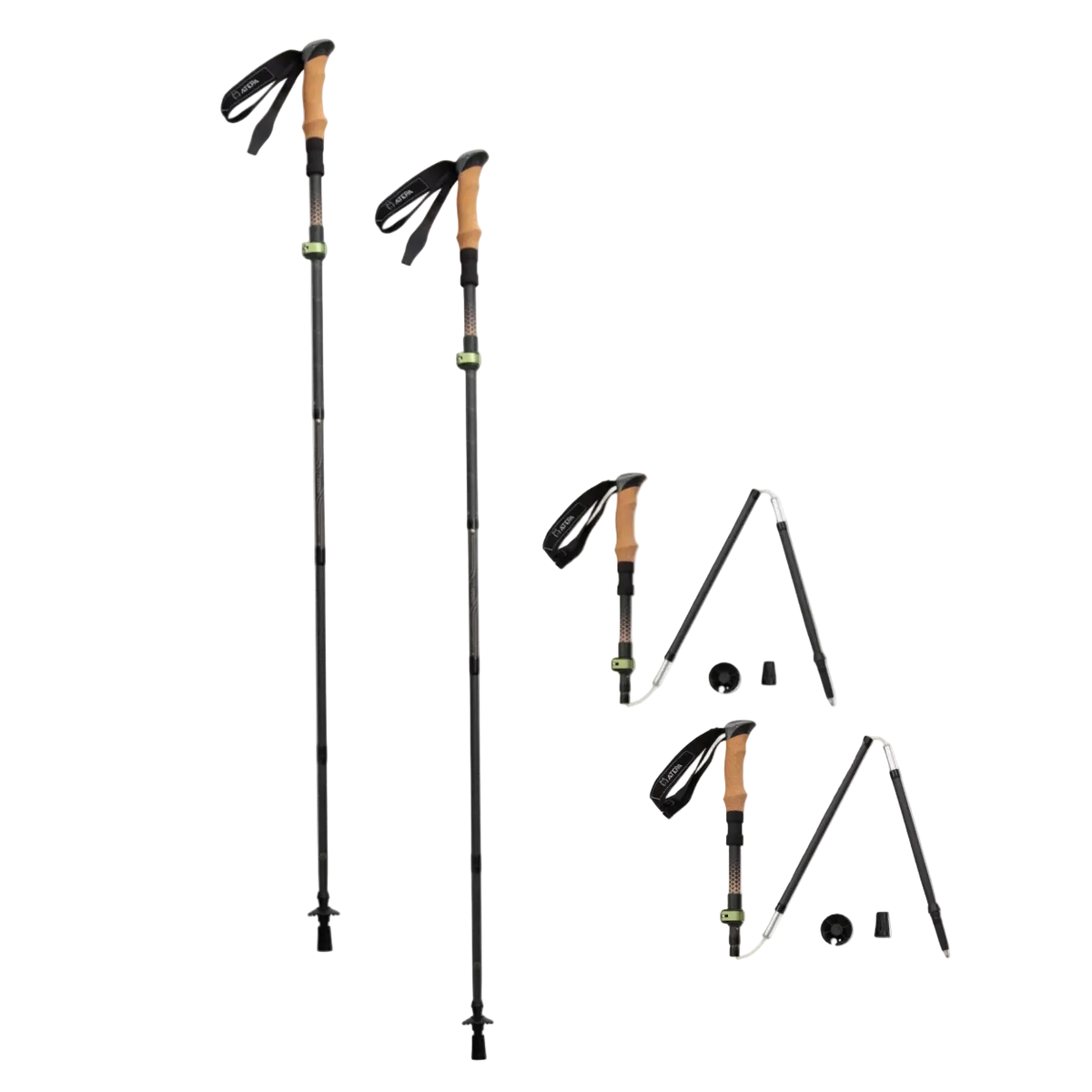 ATEPA Carbon Fibre Folding Trekking Pole - Twin Pack