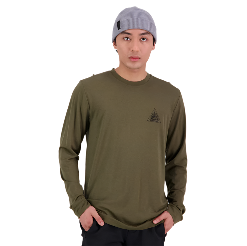 Mons Royale Icon LS MTN Triangle Dark Olive - Small