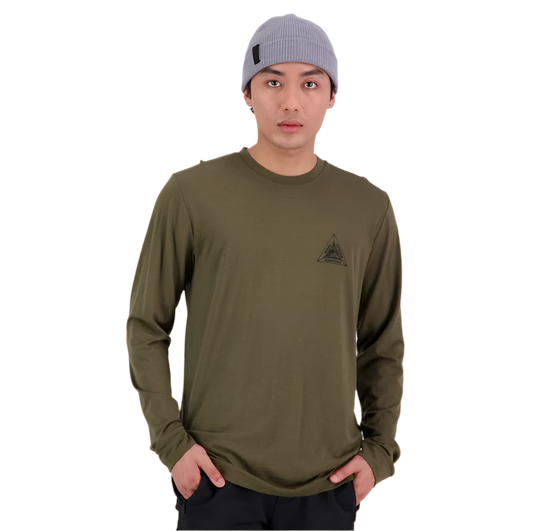 Mons Royale Icon LS MTN Triangle Dark Olive - Small