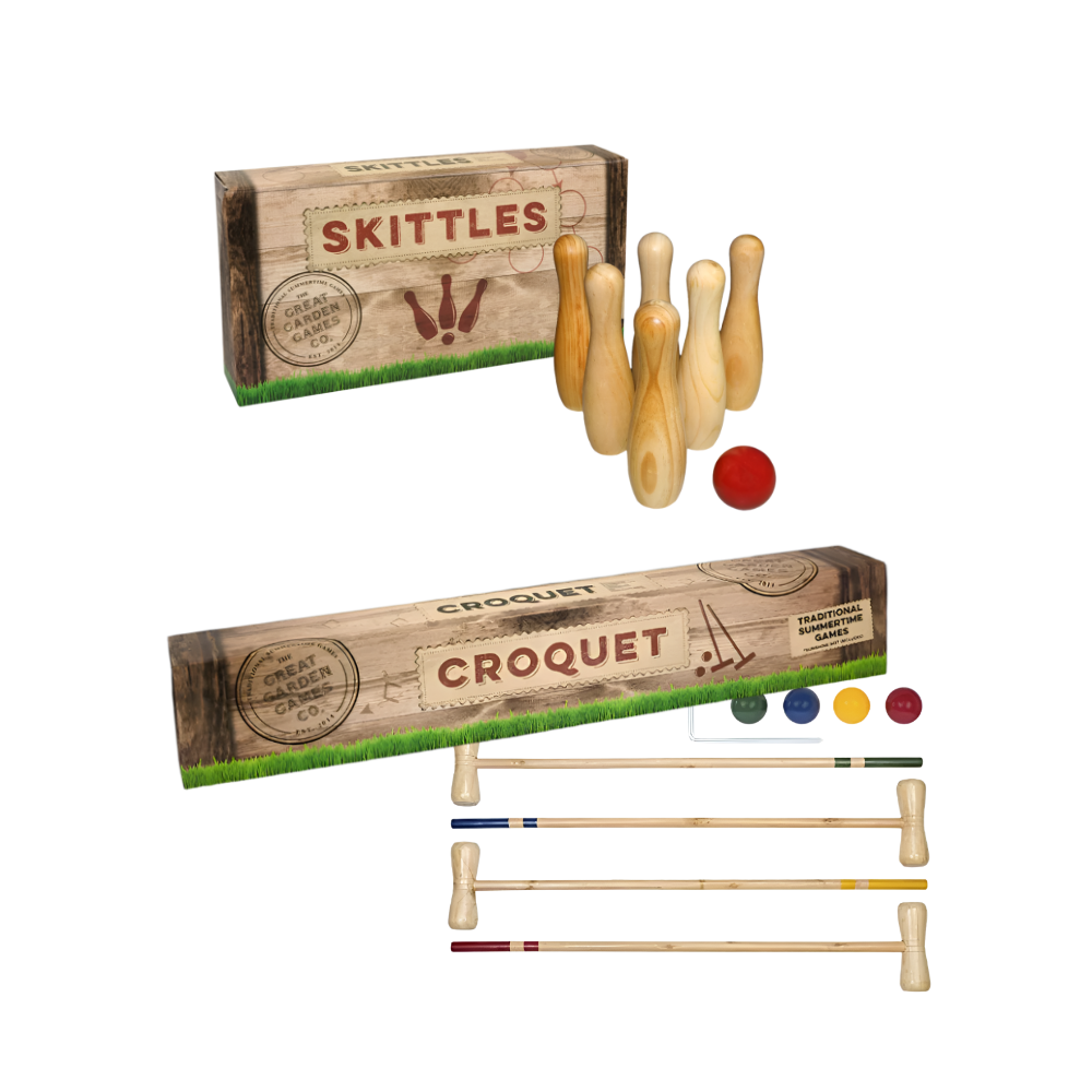 Professor Puzzle Garden Games Skittles and Croquet Combo