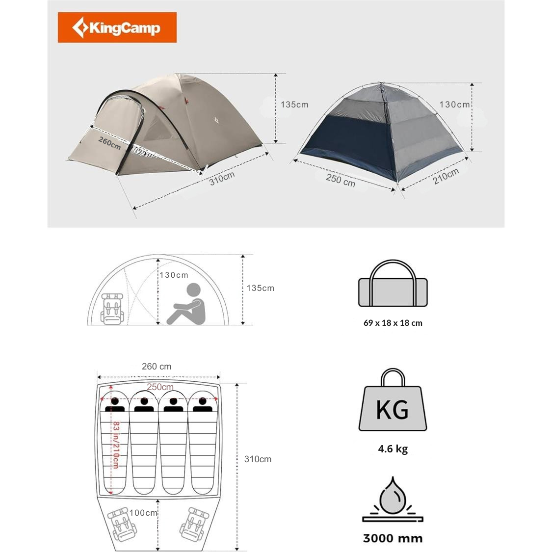 KingCamp Holiday 4 Dome tent Navy