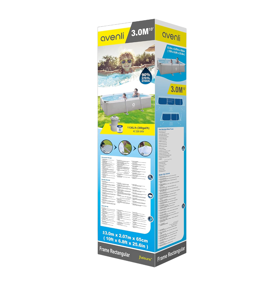 Avenli 3m x 2m Rectangular Frame Pool