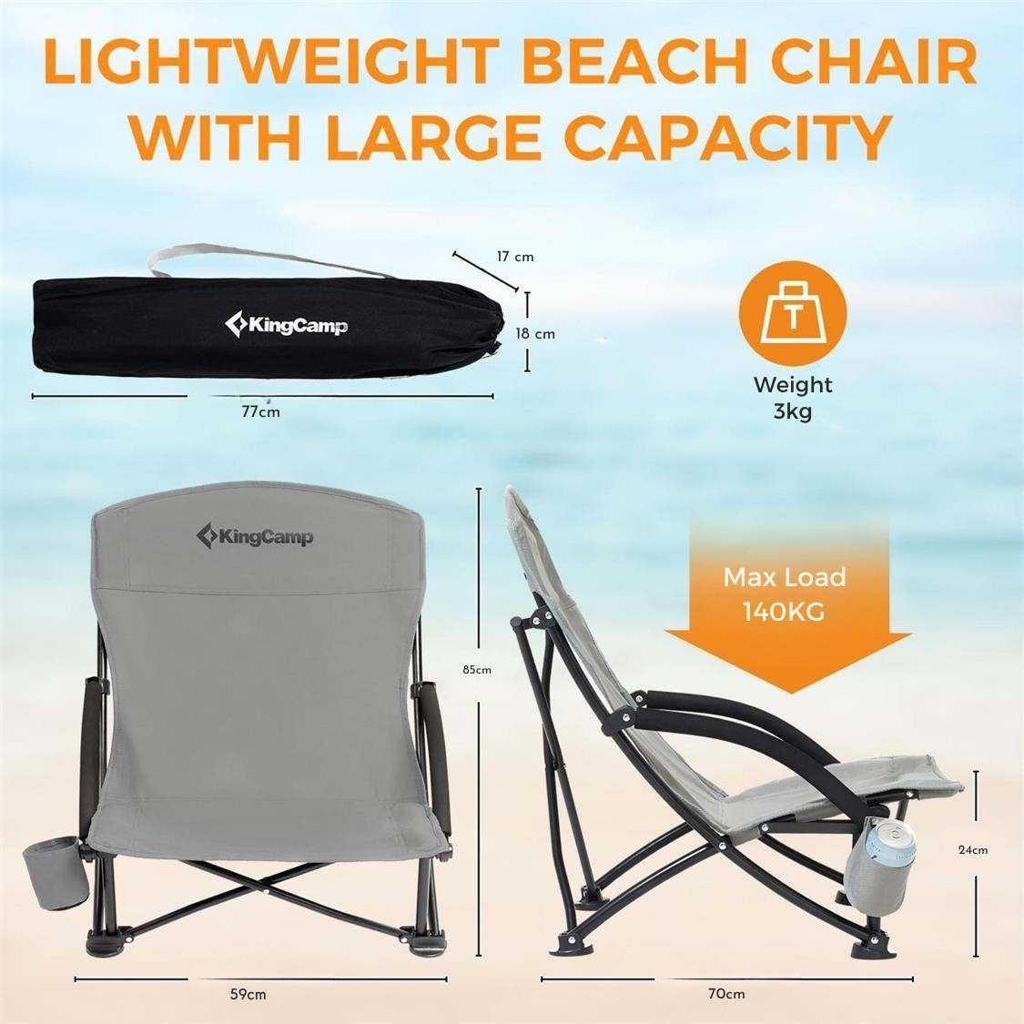 Kingcamp Folding Beach Chair Twin Pack