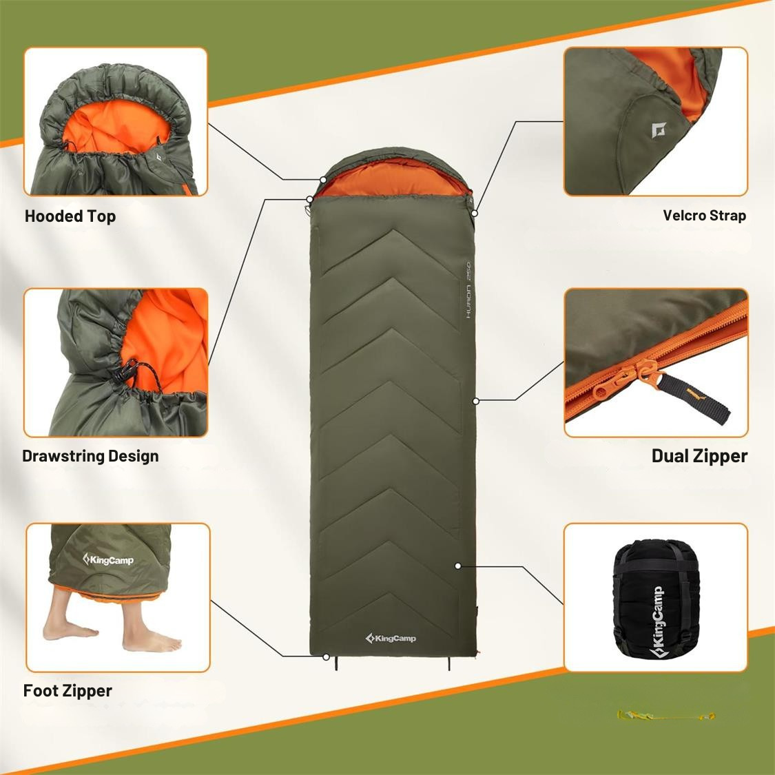 KingCamp Huron 250 Hooded Sleeping Bag