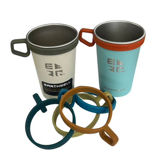 Earthwell Pint Cup 470ml - Twin Pack with Free Cup Holders - Sand