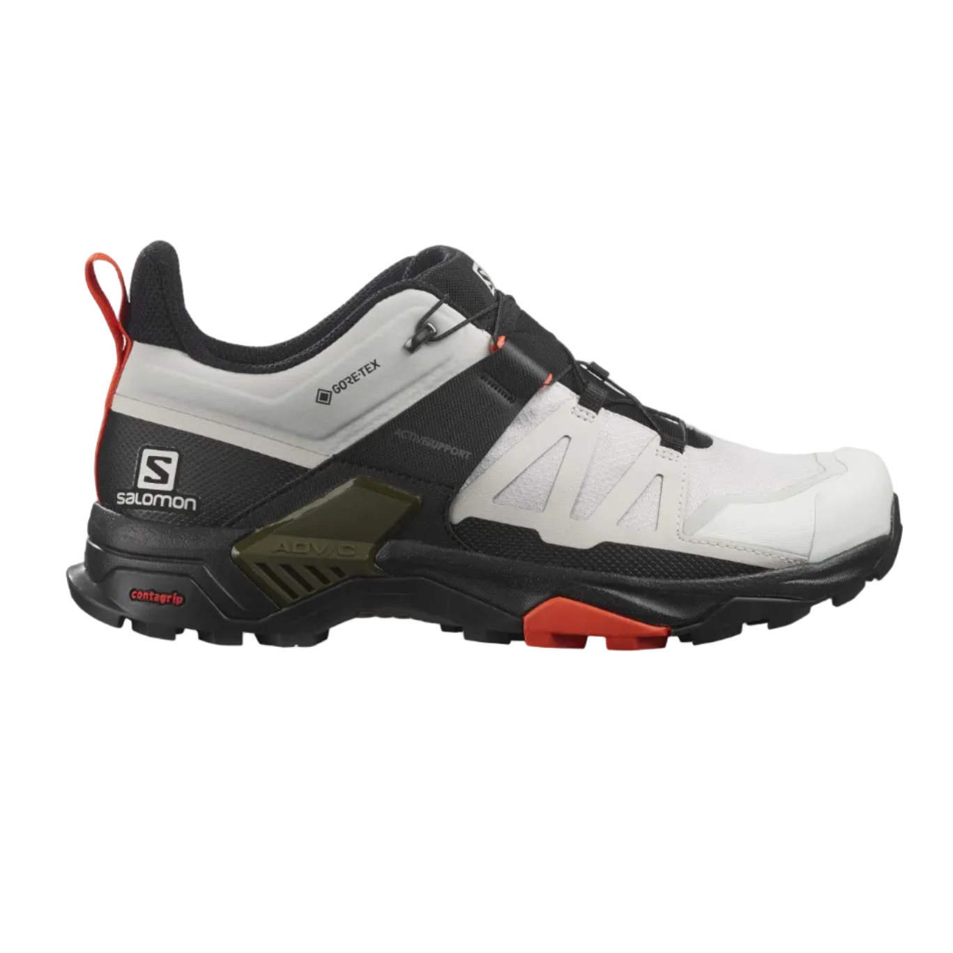 Salomon X ULTRA 4 GTX Men's Shoe- LUNAR ROCK/BLACK/CHERRY TOMATO-8.5