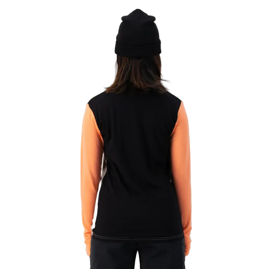 Mons Royale Womens Yotei LS Logo Punch / Cinder / Black