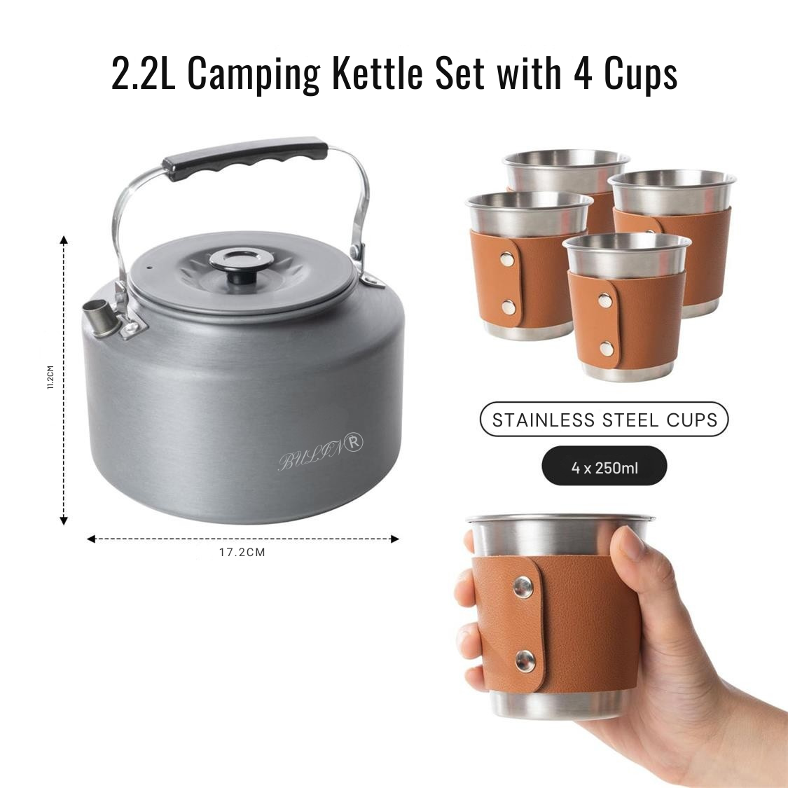 Bulin Camping Kettle Set with 4 Cups