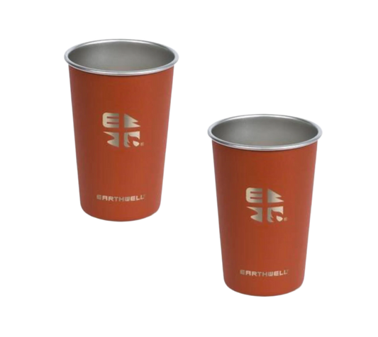 Earthwell Pint Cup 470ml - Twin Pack with Free Cup Holders - 3 Colours