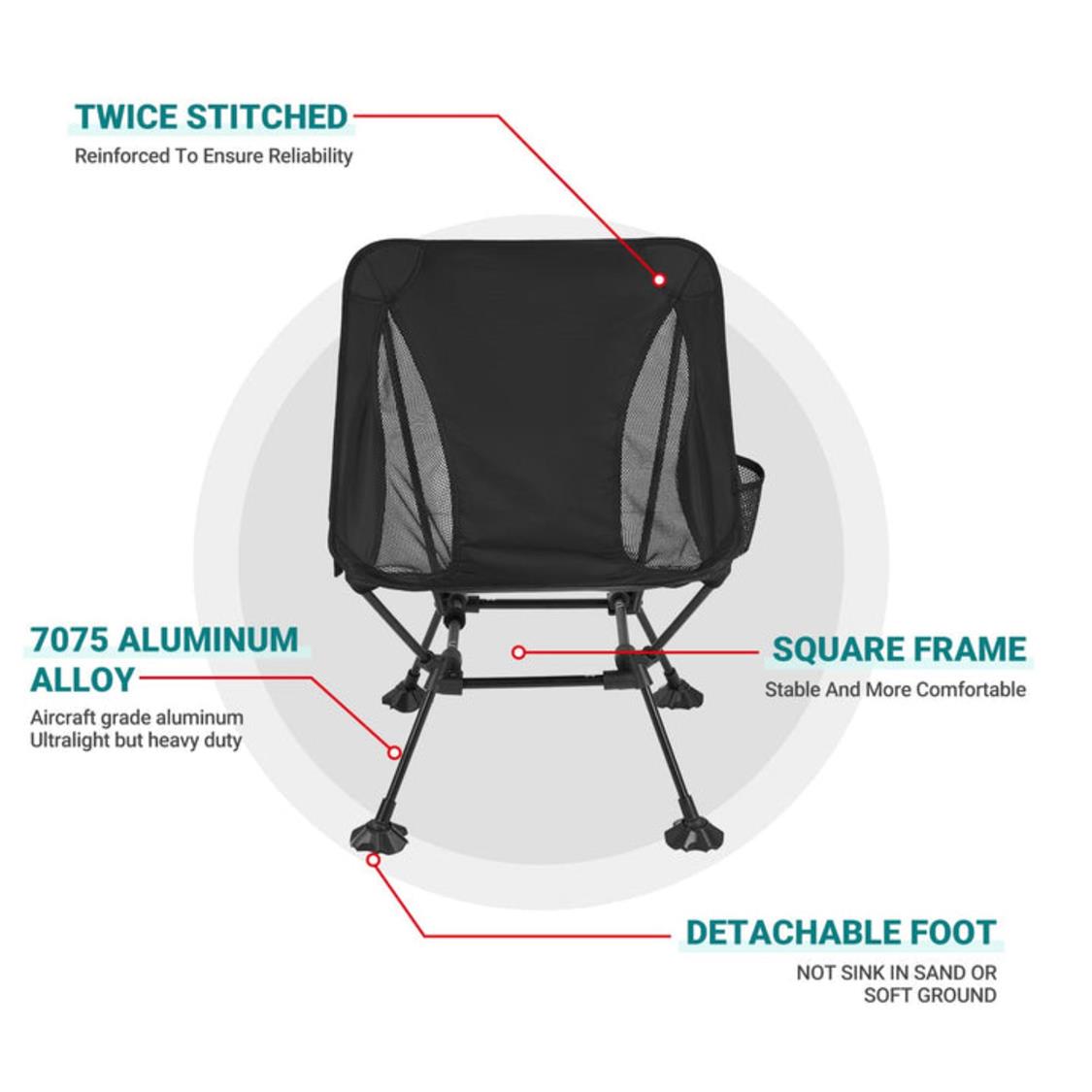 ATEPA Ultralight Square Low Chair Folding Chair (5