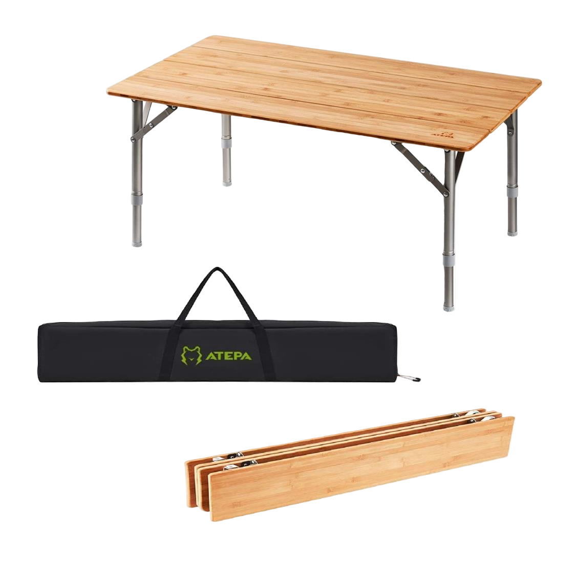 Atepa Bamboo Folding Camping Table