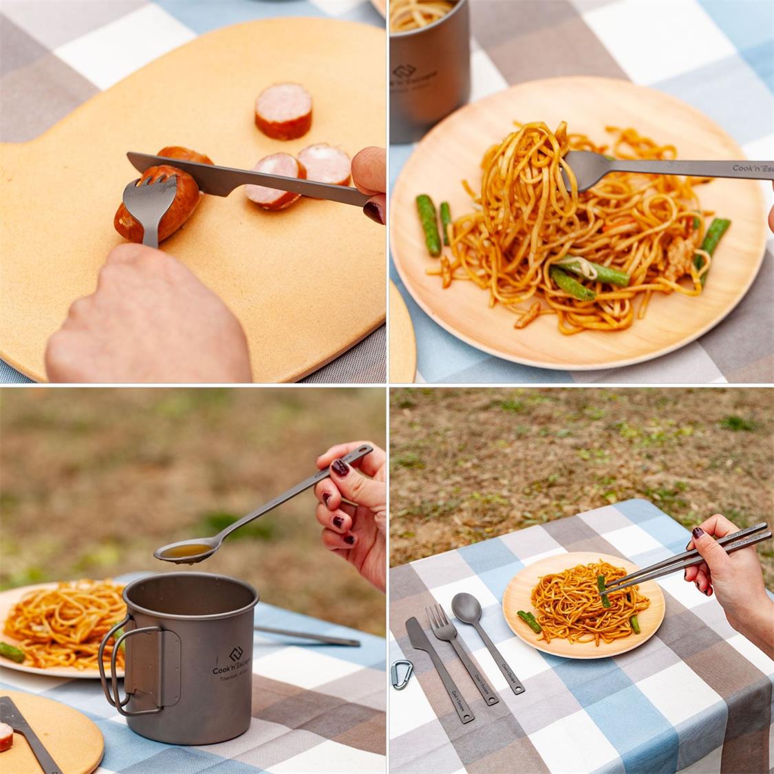 Cook'n'Escape 4-Piece Titanium Durable Cutlery Set