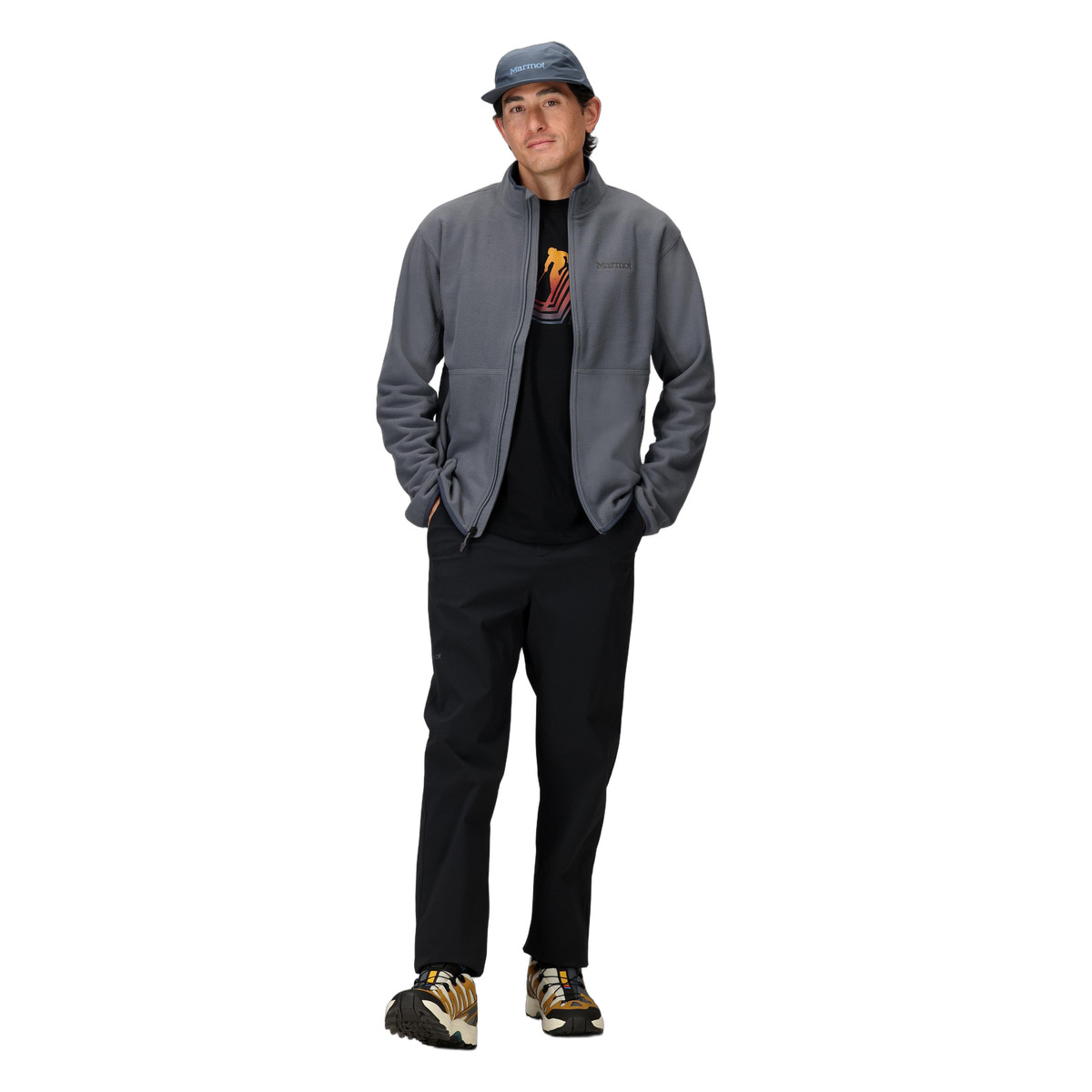 Marmot Rocklin Men's Fleece Jacket in Steel Onyx, full length