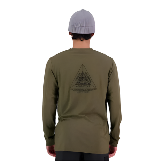 Mons Royale Icon LS MTN Triangle Dark Olive - Small