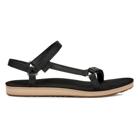 Teva Original Universal Slim Leather women's sandal in Black/Tan, side view