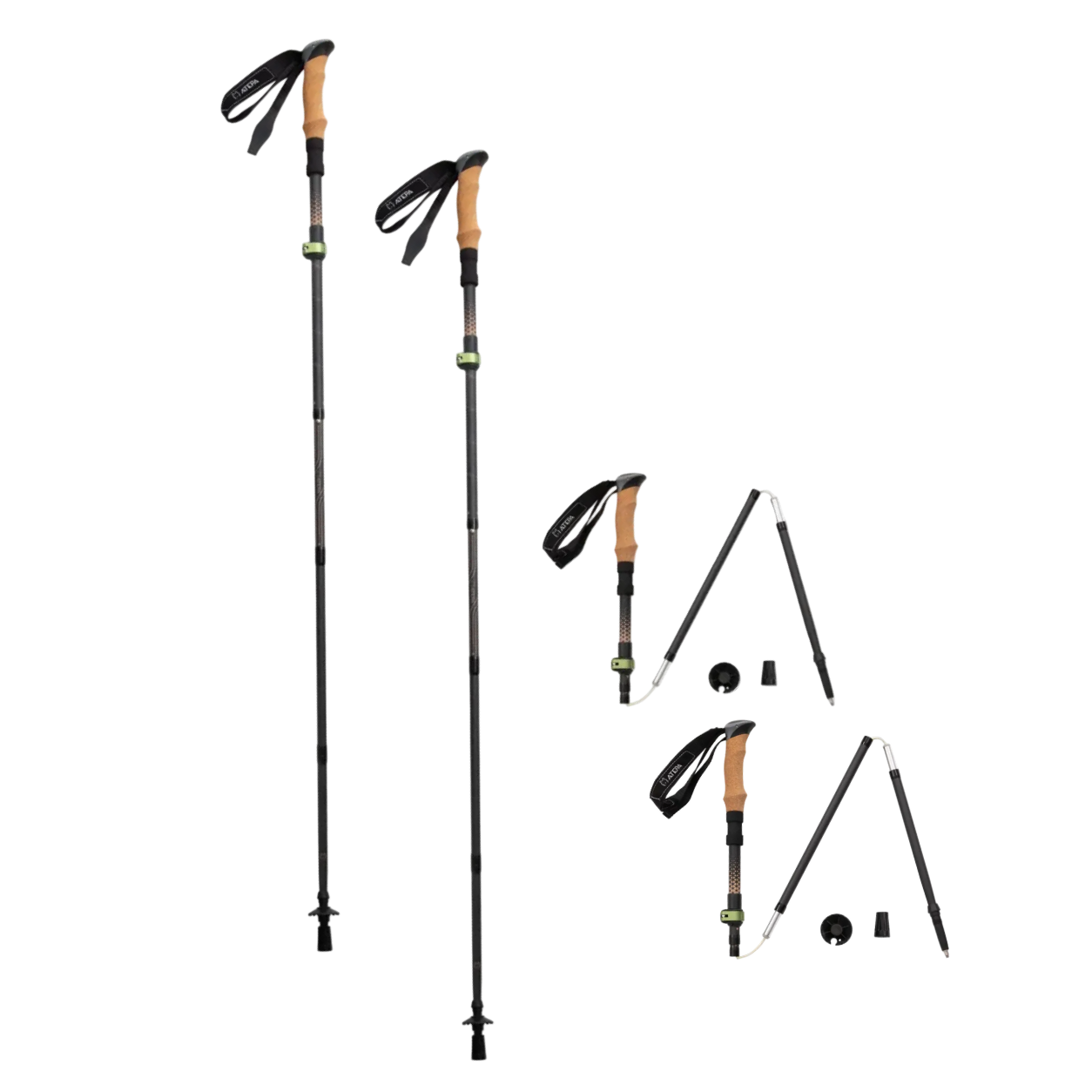 ATEPA Carbon Fibre Folding Trekking Pole - Twin Pack
