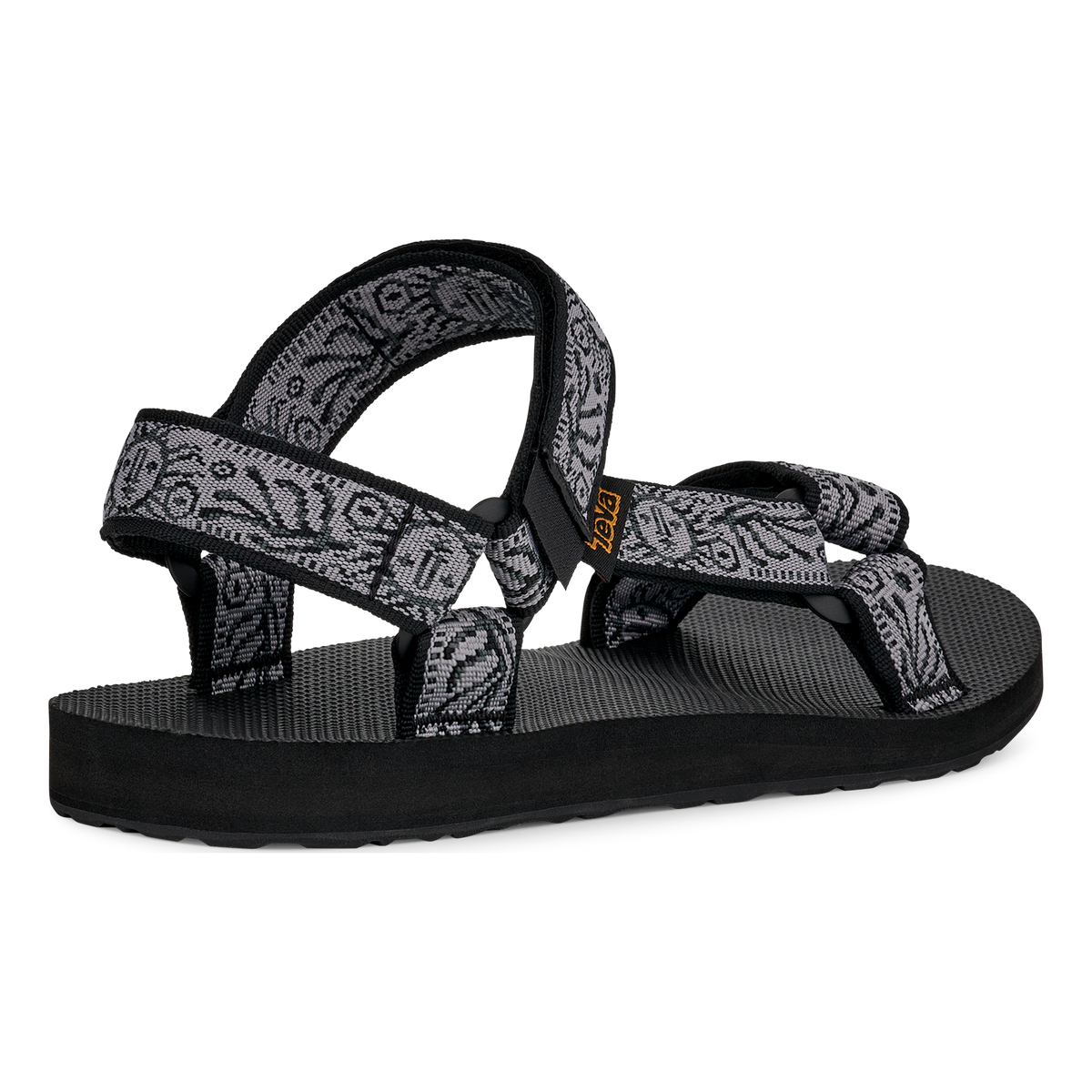 Teva Original Universal men's sandal in Windy Summer Black/Grey, back angle
