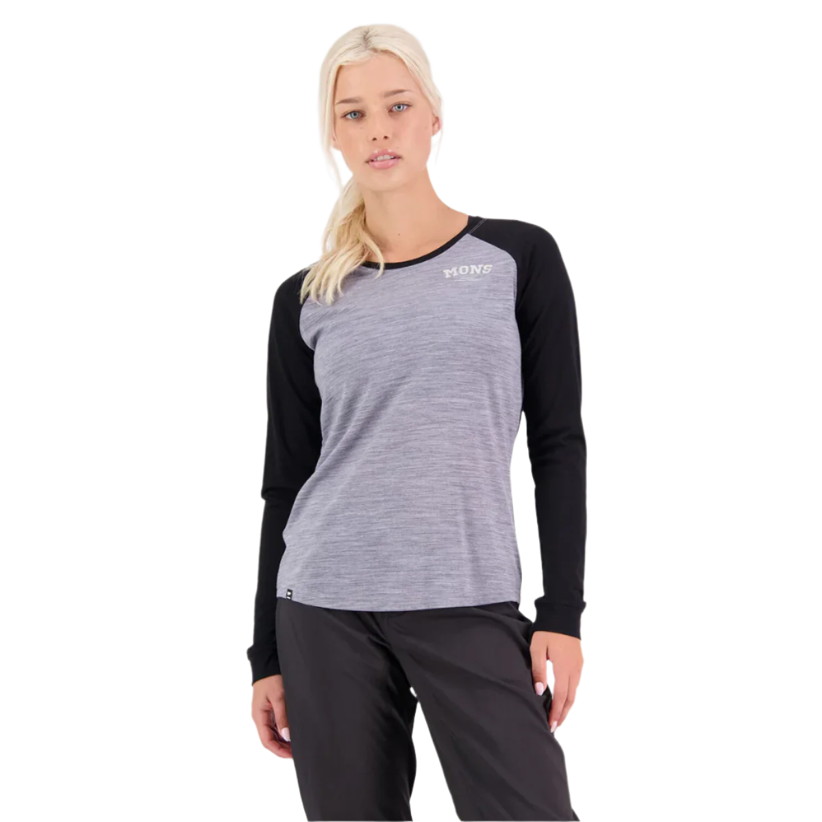 Mons Royale Icon Raglan Varsity Grey / Black - Large