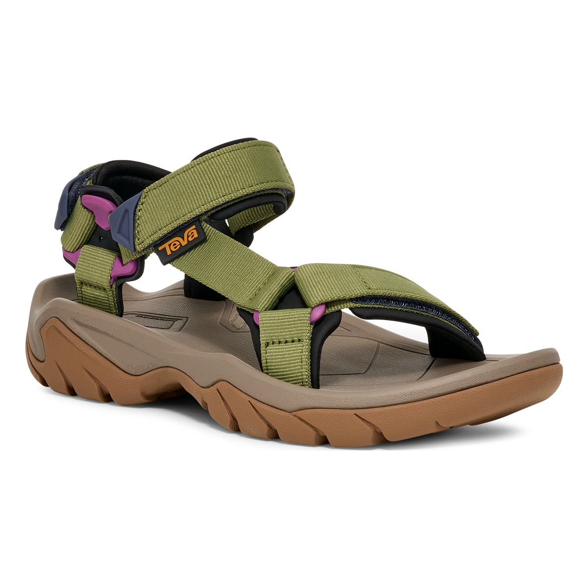 Teva Terra Fi 5 Universal women's hiking sandal in Iguana, angle view