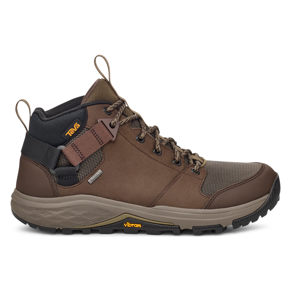 Teva Grandview GTX men's hiking boot in Chocolate Brown/Dark Olive, side view