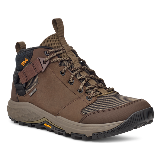 Teva Grandview GTX men's hiking boot in Chocolate Brown/Dark Olive, angle view