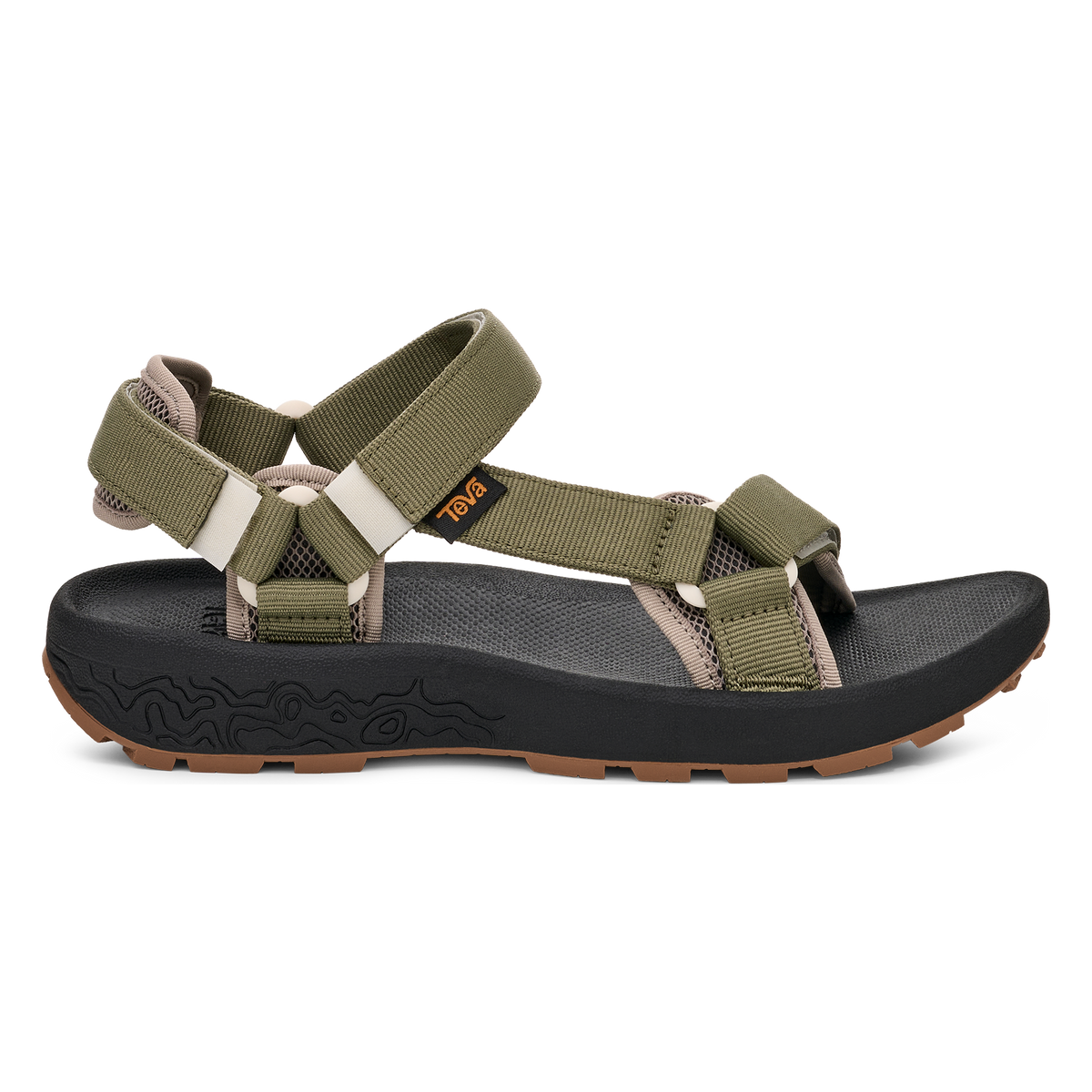 Teva Hydratrek women's water sandal in Burnt Olive/Black, side view