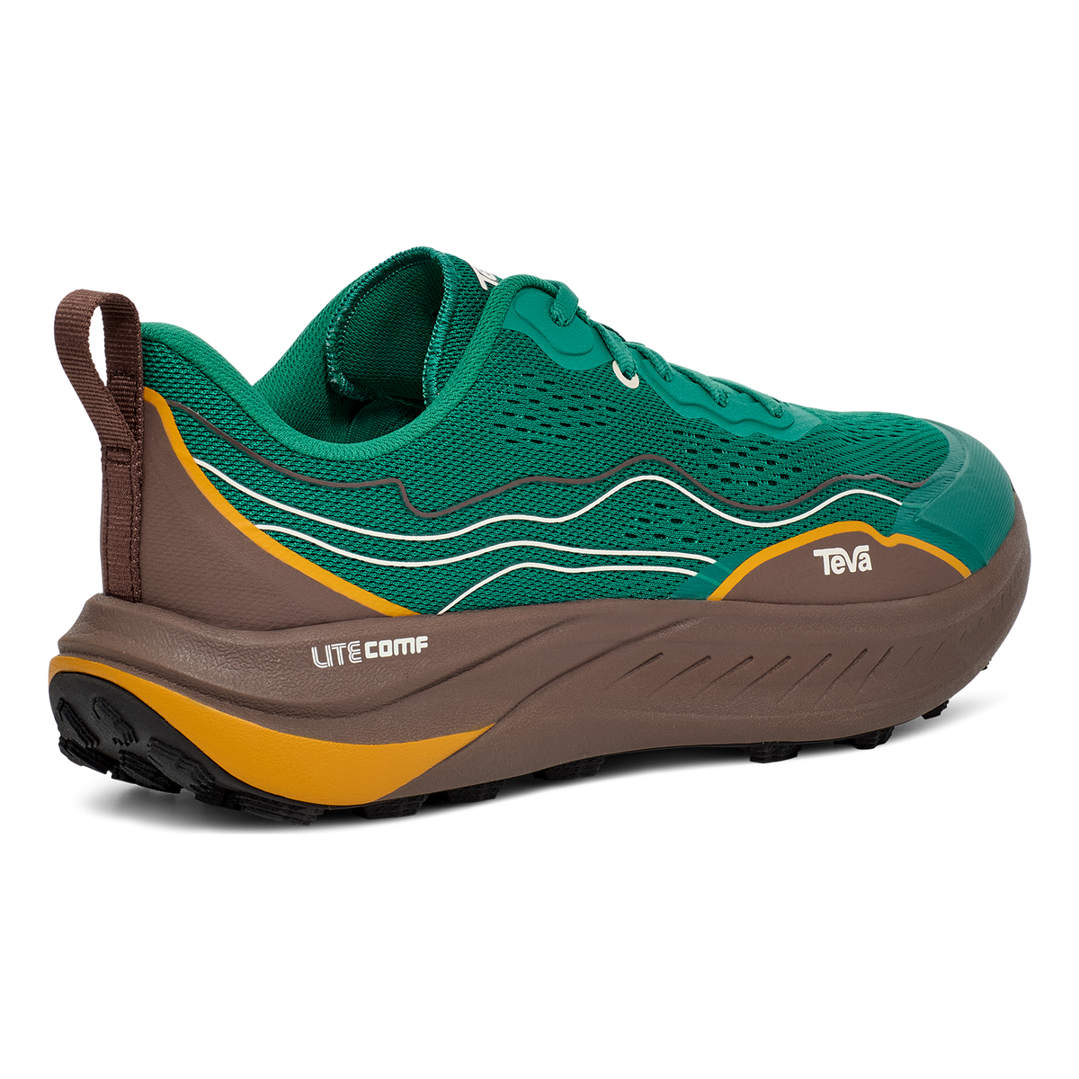 Teva Trailwinder Low men's hiking shoe in Cadmium Green/Rain, back angle