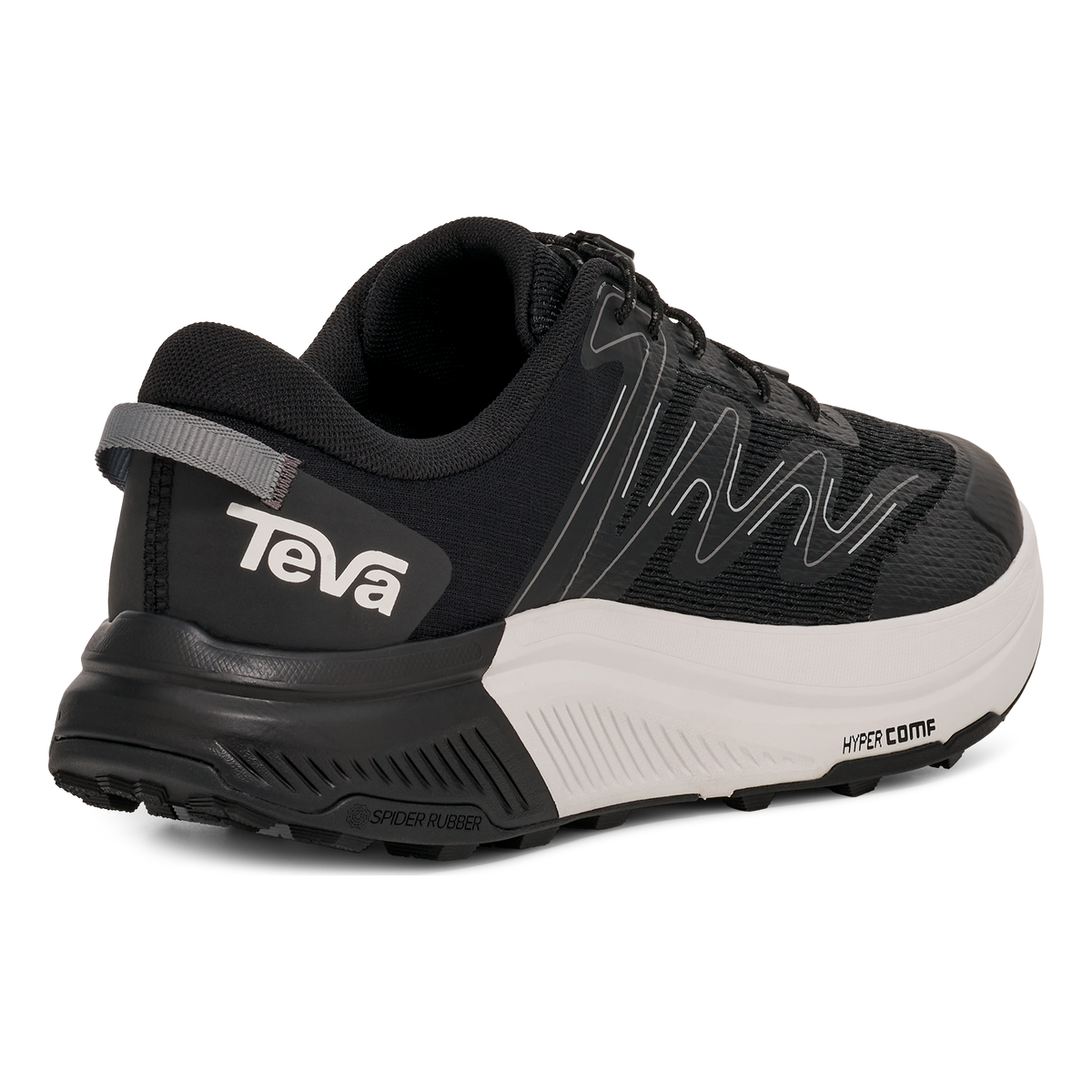 Teva Hurricane Trailsetter men's trail shoe in Black/Grey, back angle