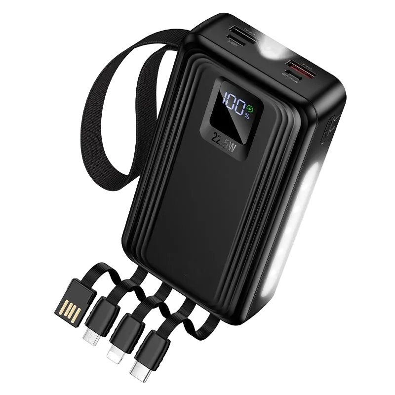 Titan PowerUp 30000mAh 22.5W Power Bank with 4 Built-In Cables