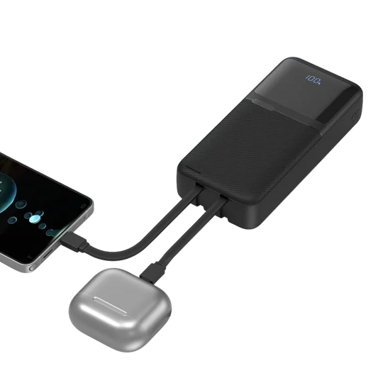 Titan PowerUp 20000mAh 22.5W PD QC Super Fast Powerbank Black - With Cables