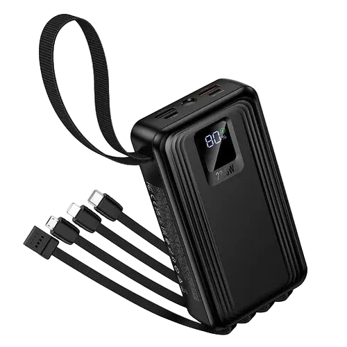 Titan PowerUp 30000mAh 22.5W Power Bank with 4 Built-In Cables