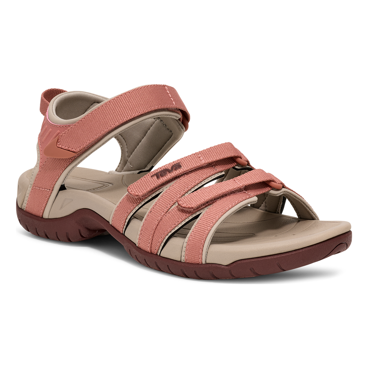 Teva Tirra women's sandal in Desert Sand/Rum Raisin, angle view