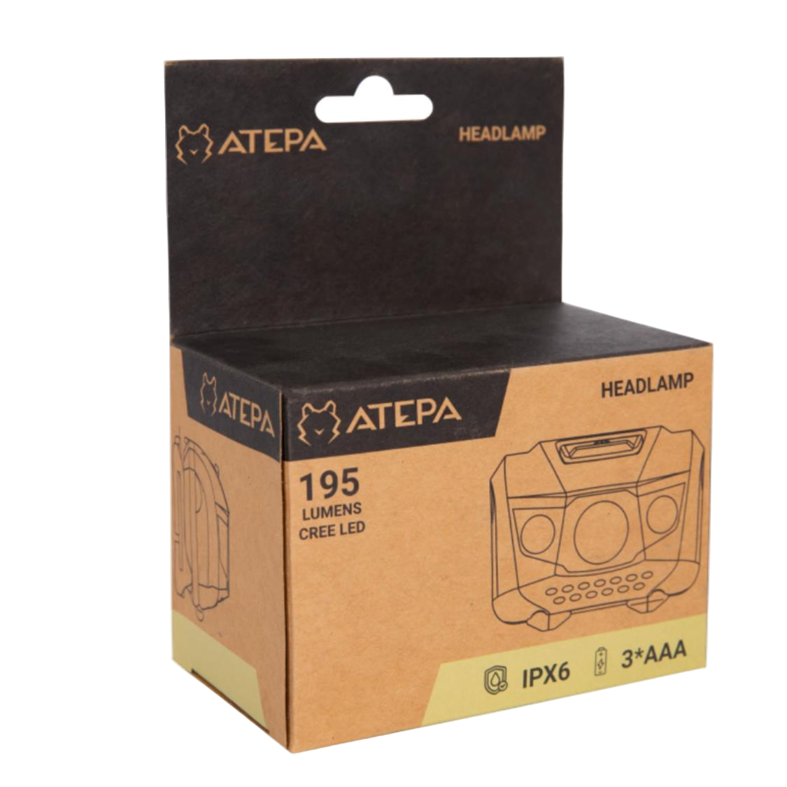 ATEPA Headlamp Waterproof 195 lumen