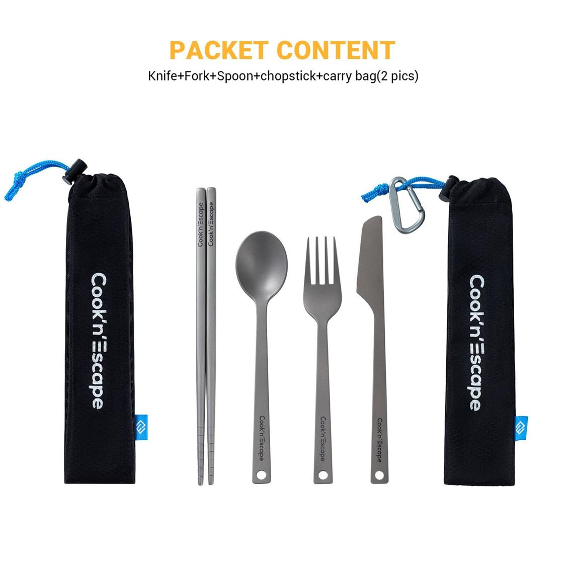 Cook'n'Escape 4-Piece Titanium Durable Cutlery Set