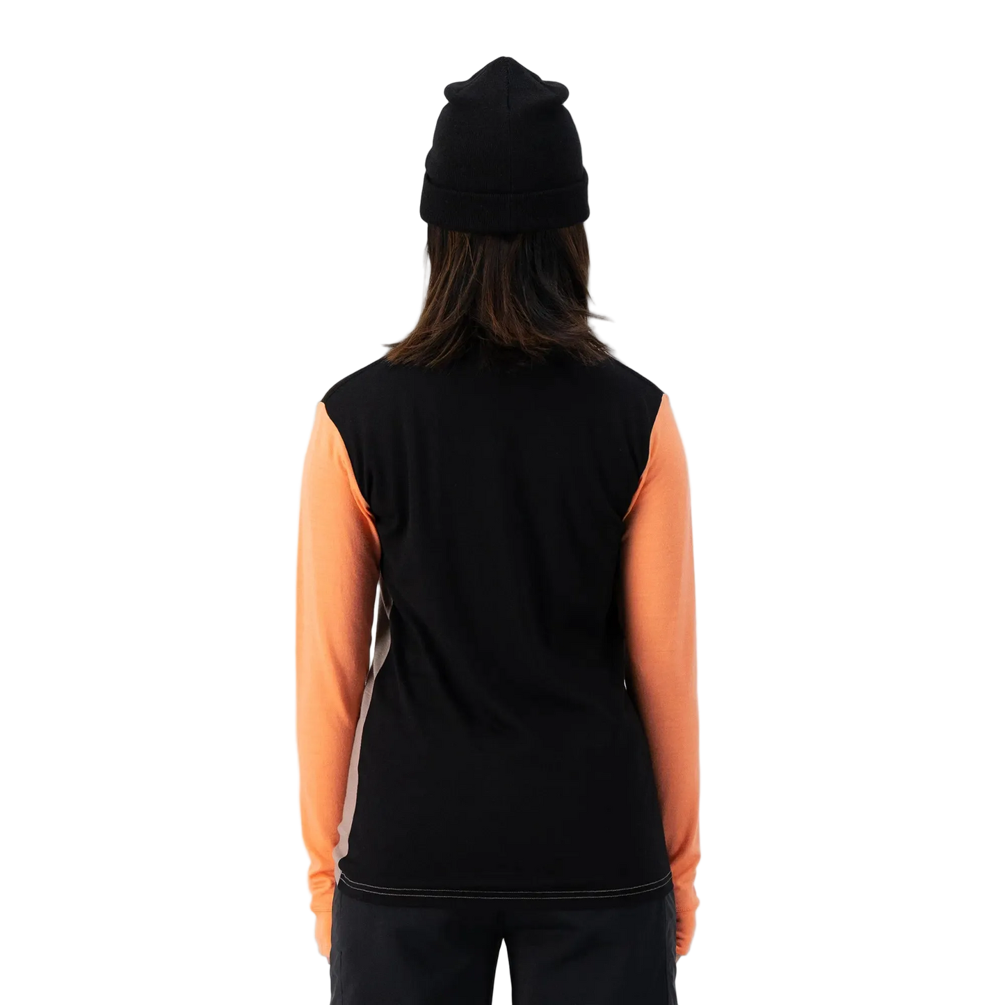 Mons Royale Womens Yotei High Neck LS Logo Punch / Cinder / Black