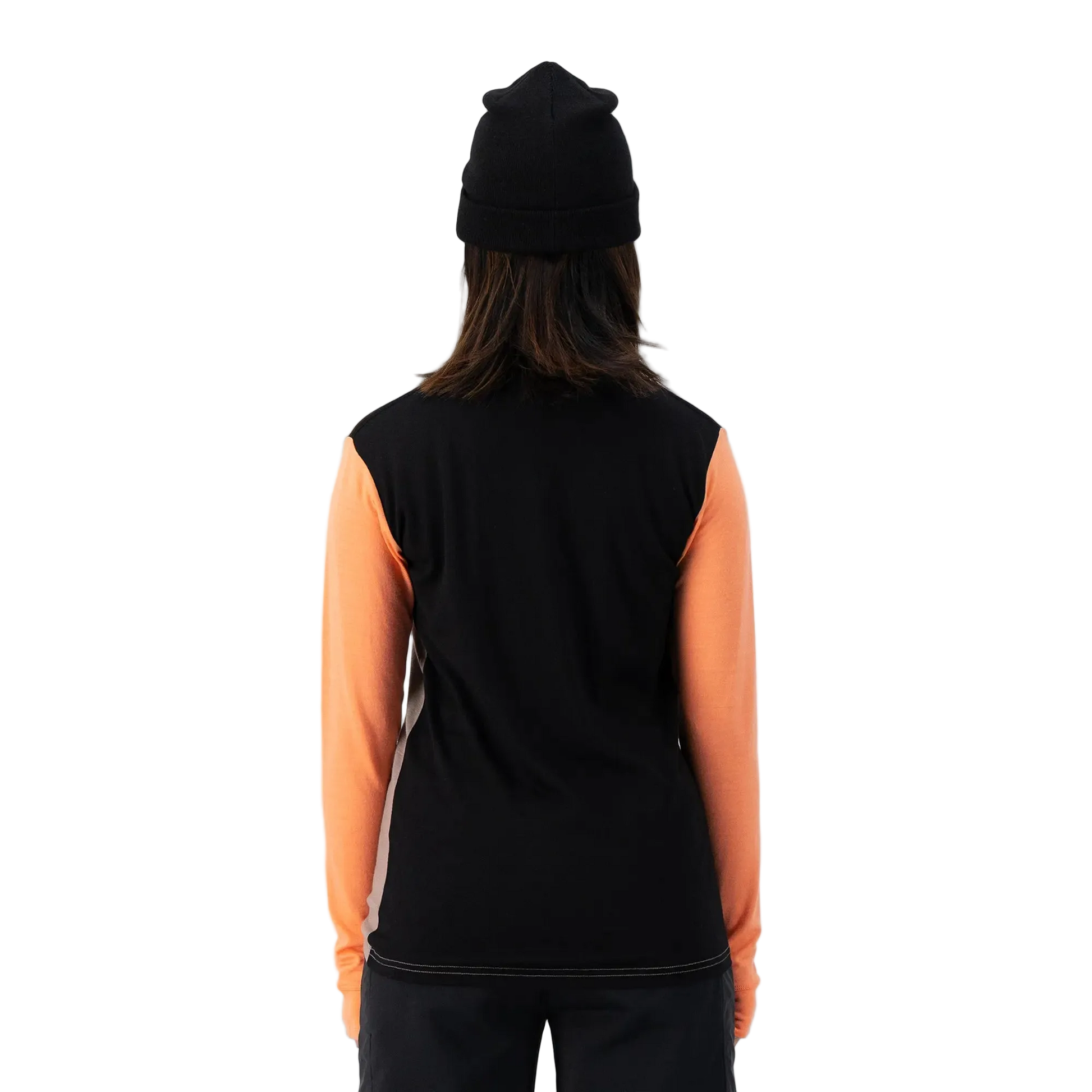 Mons Royale Womens Yotei High Neck LS Logo Punch / Cinder / Black