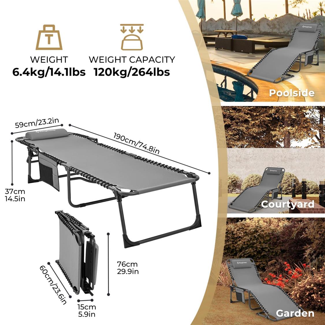 KingCamp Berlin Folding Sun Lounger (3)