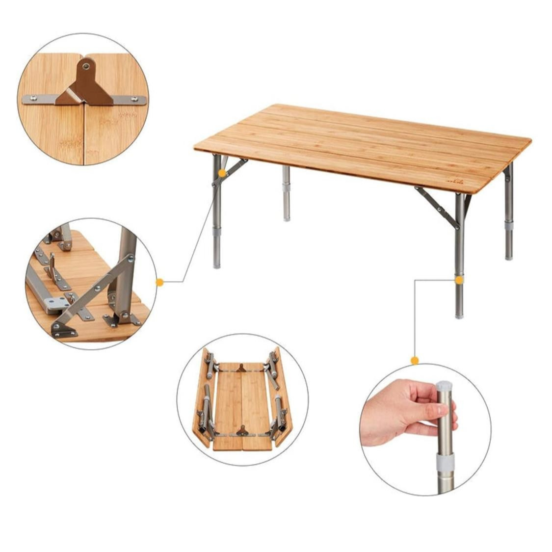 Atepa Bamboo Folding Camping Table