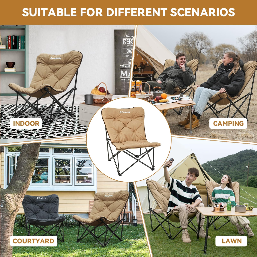 KingCamp Padded Butterfly Folding Chair - Khaki