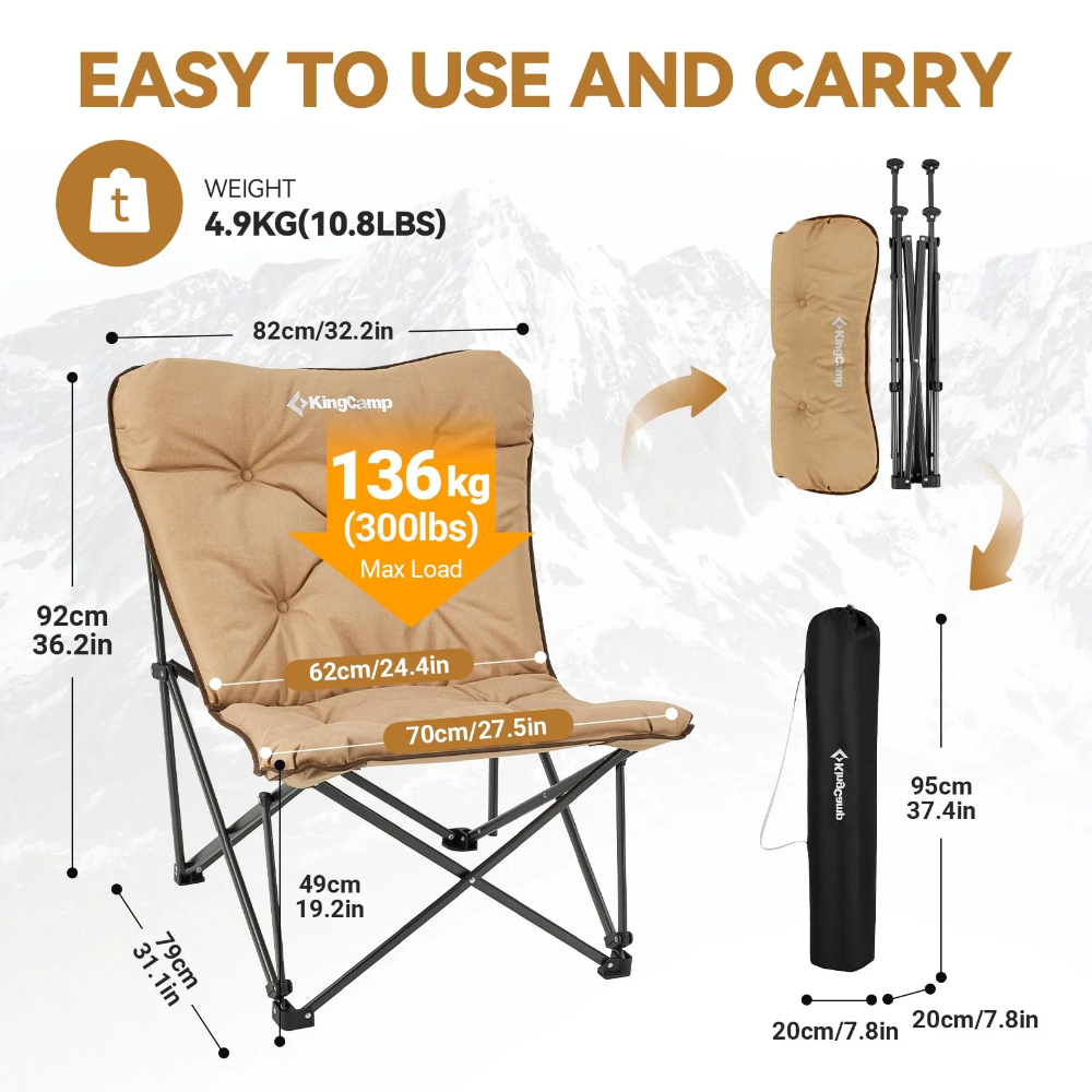 KingCamp Padded Butterfly Folding Chair - Khaki