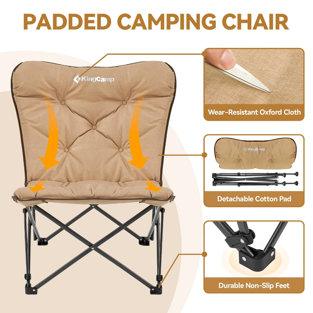 KingCamp Padded Butterfly Folding Chair - Khaki