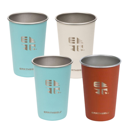 Earthwell Pint Cup 470ml - Four Pack with Free Cup Holders