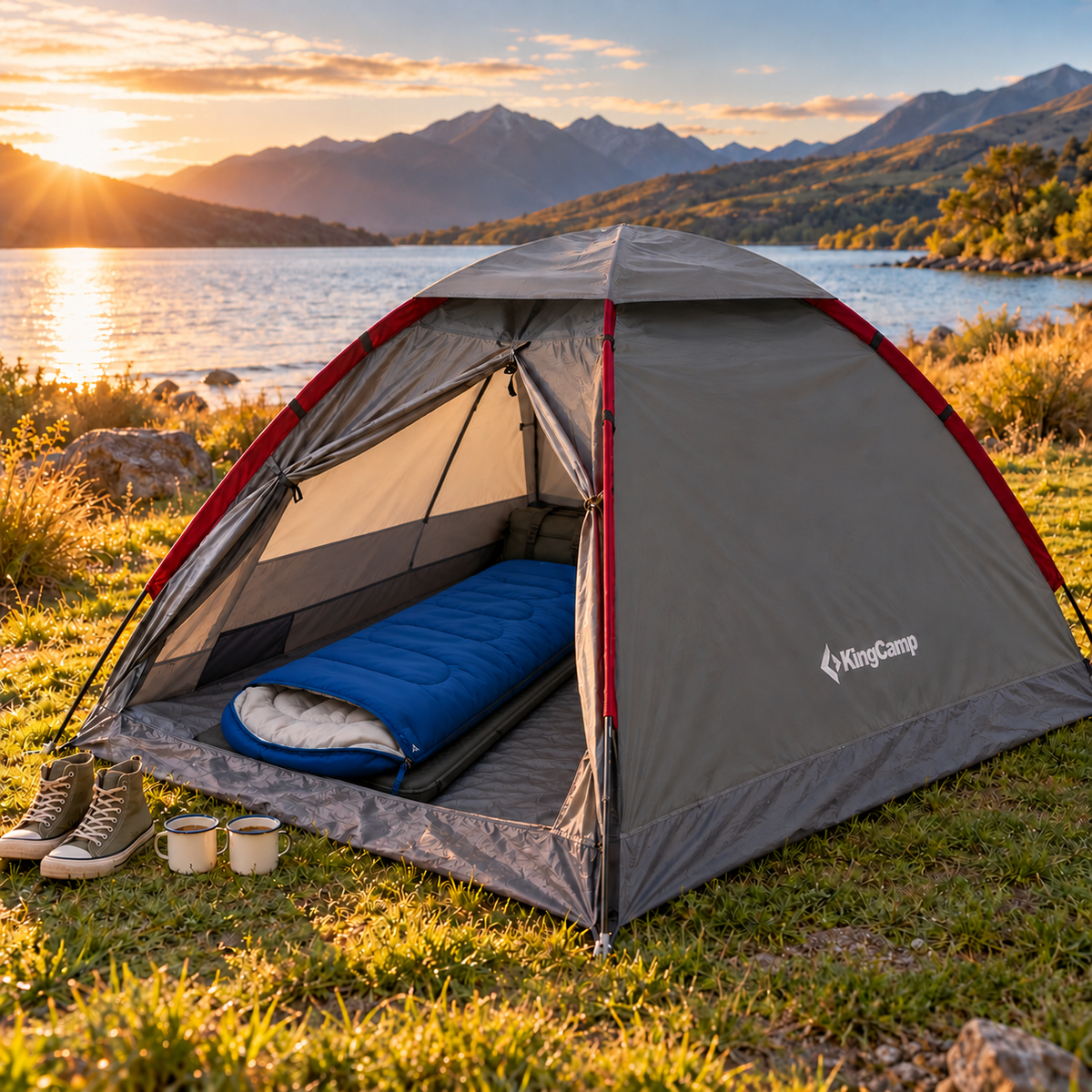 KingCamp Holiday II, Oasis Sleeping Bag & Classic Light Mat Bundle