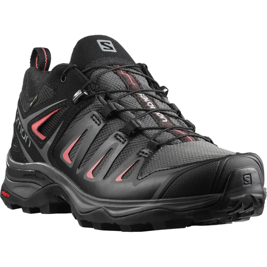 Salomon X ULTRA 3 GTX Women's Shoe- MAGNET/BLACK/MINERAL RED-5.5