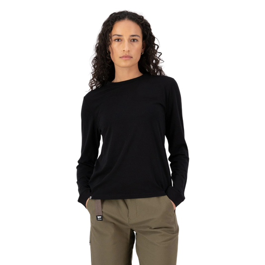 Mons Royale Womens Icon Relaxed Long Sleeve - Black