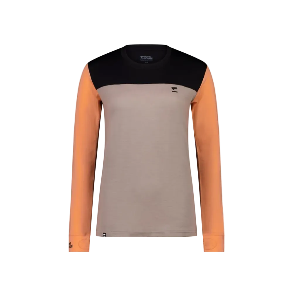 Mons Royale Womens Yotei LS Logo Punch / Cinder / Black