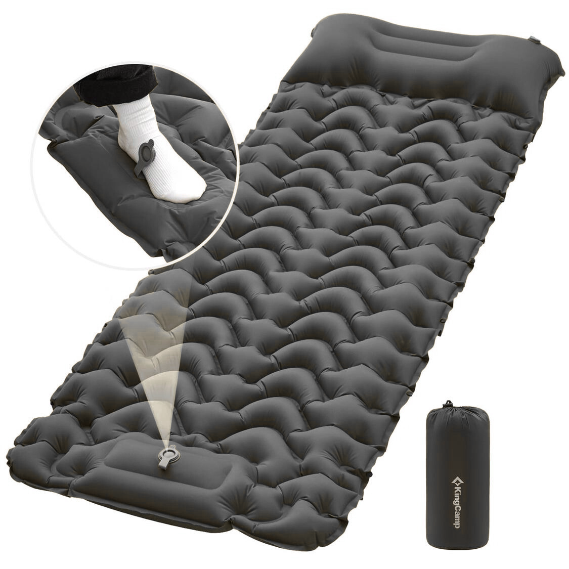 KingCamp Deluxe 10 Inflatable Sleep Mat Grey
