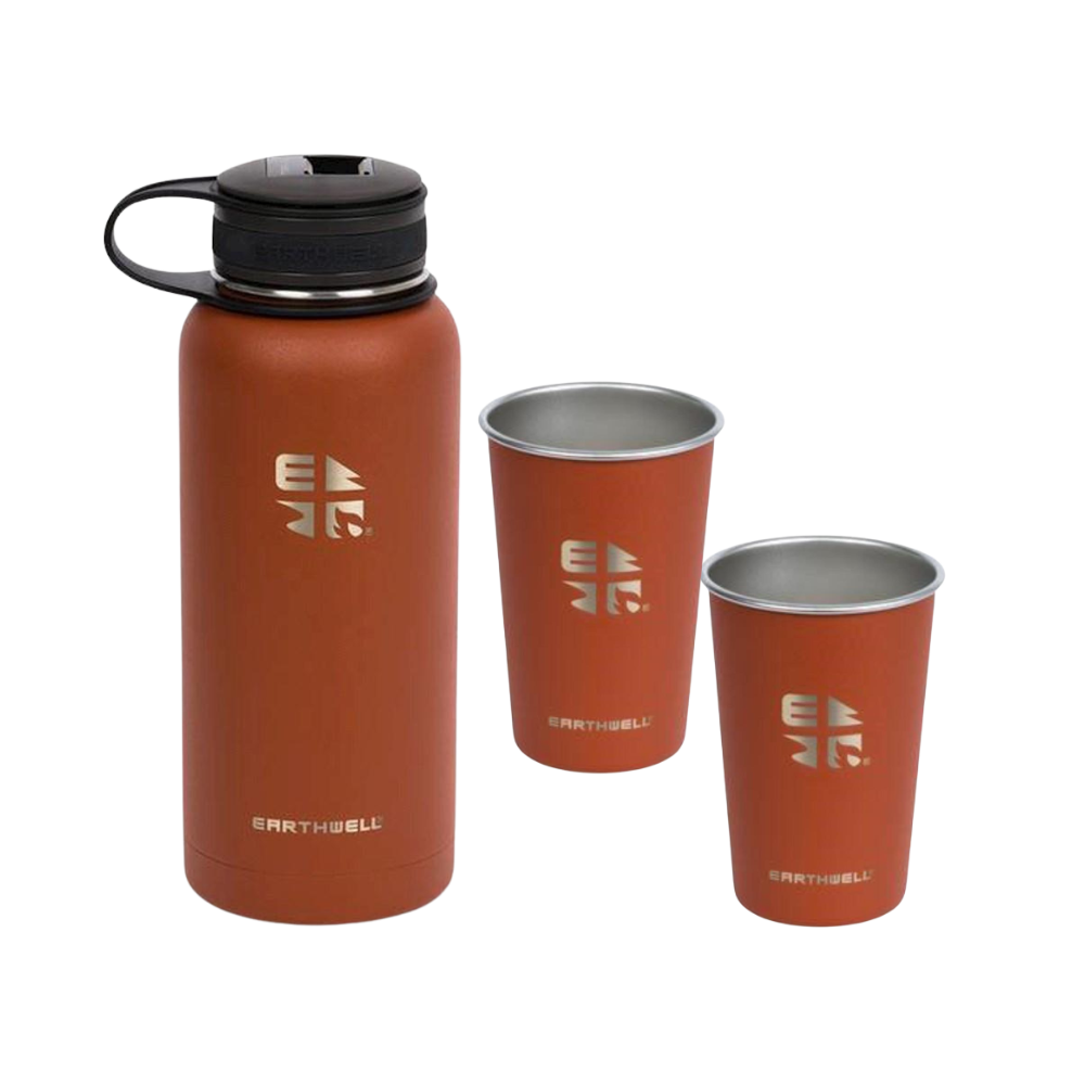 Earthwell 950ml- Insulated Bottle with 2 Pint Cups with Free Cup Holders - 2 Colours