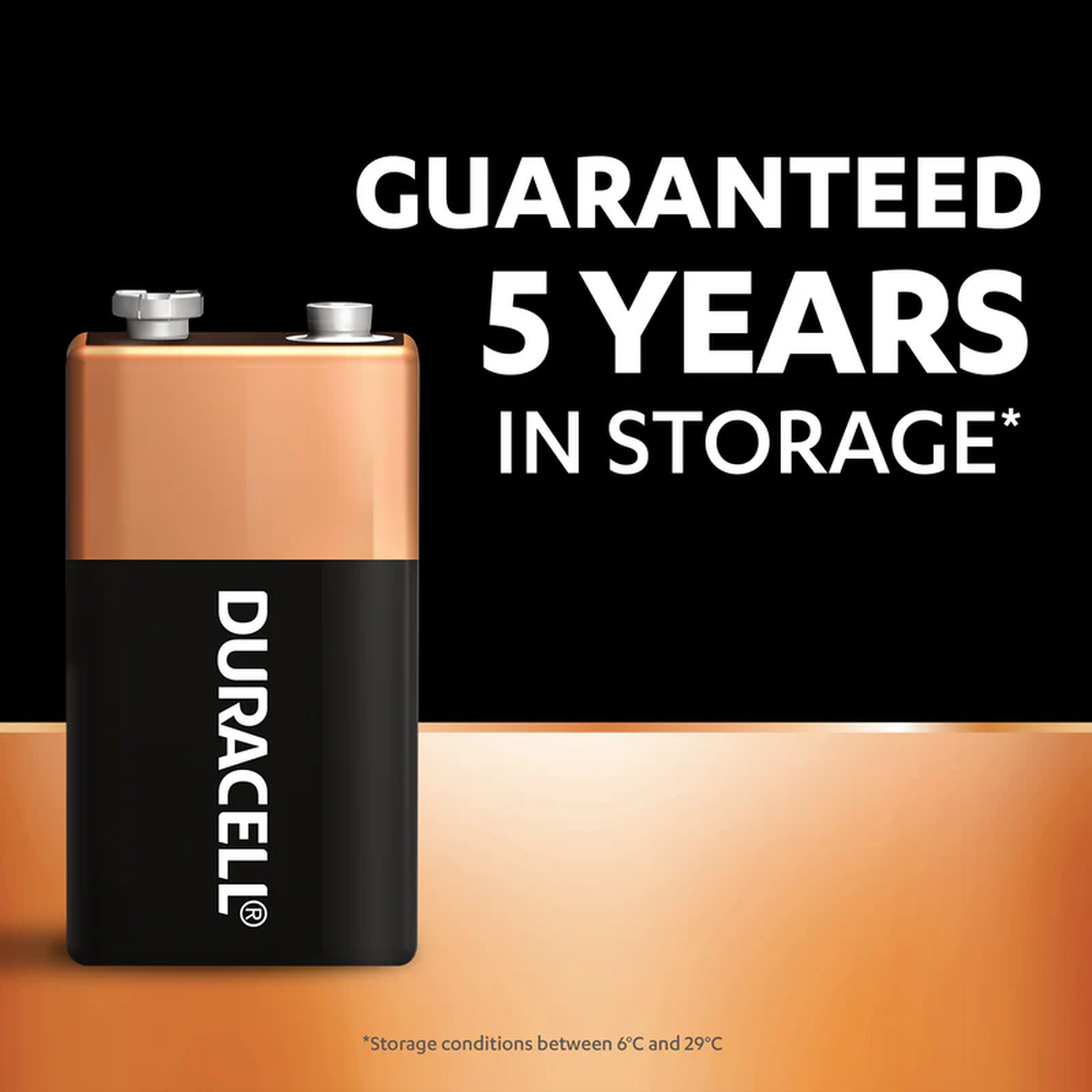 Duracell Coppertop 9V Alkaline Batteries - 12 Pack, 5 years in storage