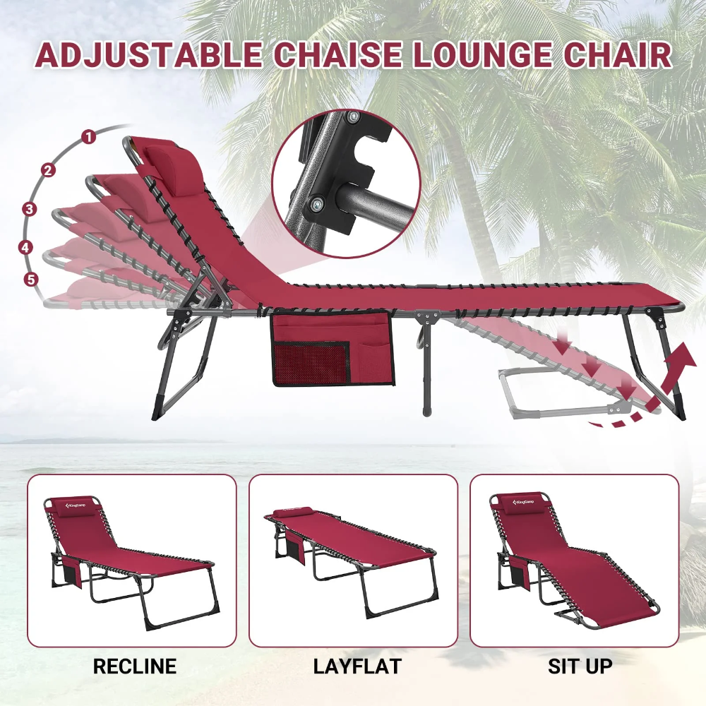 KingCamp Berlin Folding Sun Lounger - Two Colours
